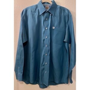Cinch Button Down Shirt Mens Medium Blue Long Sleeve Cotton Rodeo Cowboy